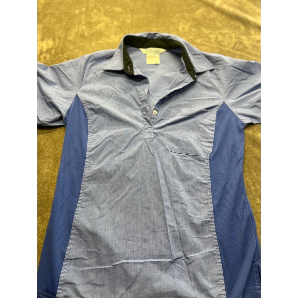 Waffle House Employee Uniform Shirt Womens Small Blue Pinstripe Work Polo 75352